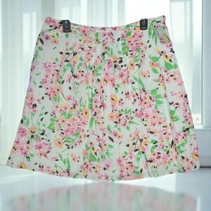Talbots Petites Floral Print Skirt Woman 14P Pink Green White‎ Knee Length NWT